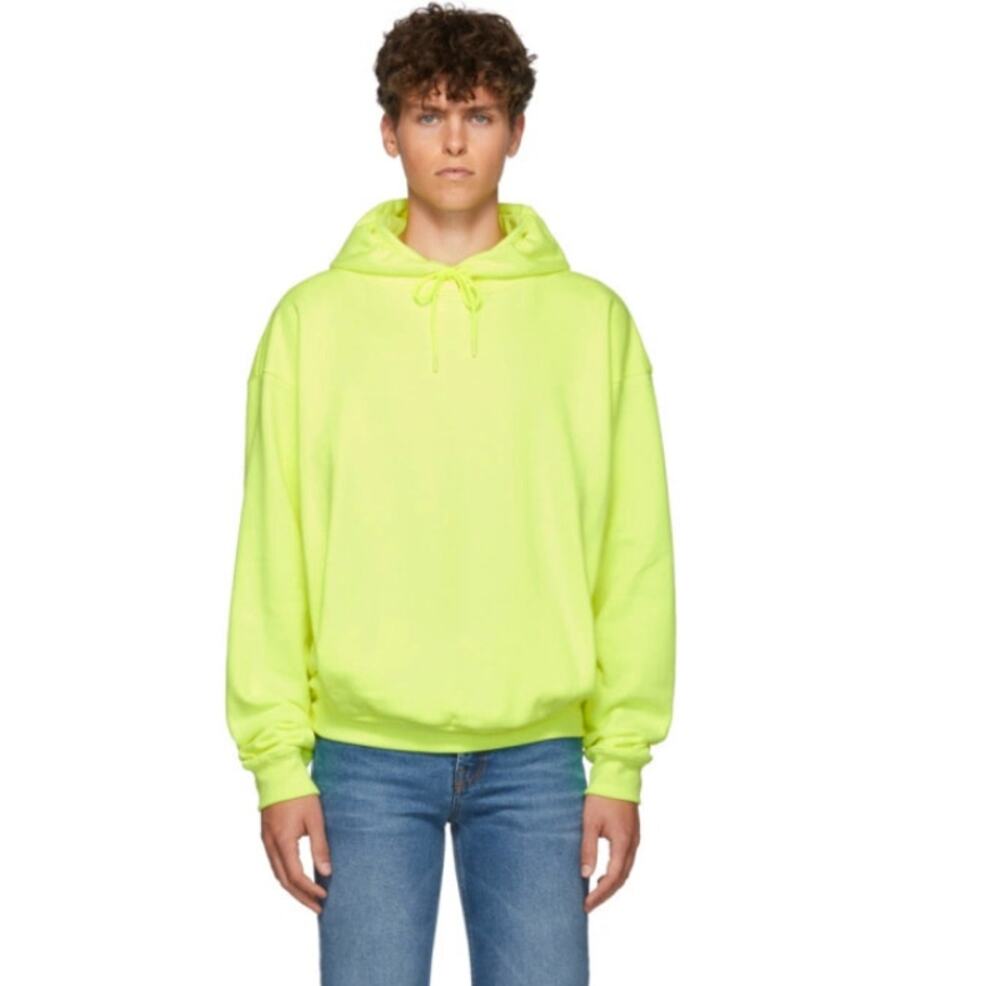 Martine Rose Hoodie Mens Small Classic Pullover Neon Yellow Fleece Streetwear